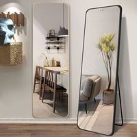Miroir sur pied 2025 personnalisé, style nordique minimaliste, en verre doré/noir, double usage, cosmétique, moderne, pour salon, usage quotidien