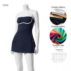 Abito Vintage Senza Colletto con Gonna da Tennis e Imbottitura sul Petto per Yoga, Badminton e Golf - Product Image 1