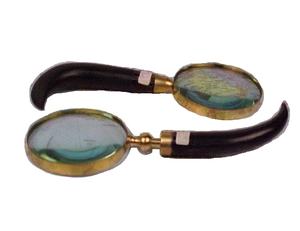 แว่นขยายด้ามจับแบบฝังแตรพร้อมแหวนทองเหลืองแว่นขยายของขวัญสำหรับผู้ชายแว่นขยายทำด้วยมือ - Product Image 1