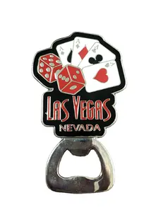 Magnete del frigorifero del metallo dell'apri di bottiglia dell'hotel moderno d'argento di Logo di stampa all'ingrosso per Las Vegas