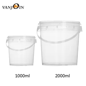 Impression OEM de qualité alimentaire 48oz. Mini seau à beignets en plastique PP de 1,5 l avec poignée de couleur personnalisée, récipient pour aliments