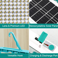 Lampes solaires d'urgence mobiles pour le travail, USB, magnétiques, étanches, rechargeables, portables, LED, lampes solaires de camping avec support