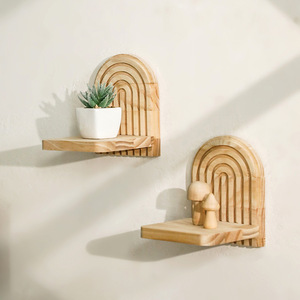 Nuovo Arrivo: Mensola da Parete in Legno Massello con Texture Scanalata, Porta Vaso Creativo, Oggetto Decorativo in Legno per l'Organizzazione Domestica - Product Image 3