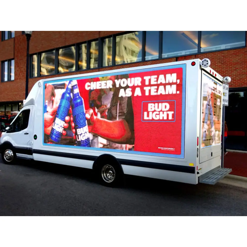Alta calidad 3-de la publicidad de los vehículos furgonetas móviles pantalla Led gran pantalla montado en la película al aire libre caja para camión