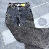 Celana Jeans Wanita Model Mid Rise Flared Vintage - Denim Warna Gelap, Nyaman & Kasual