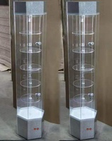 Vitrine de présentation rotative à degrés, en verre acrylique, pour jouets et cosmétiques, avec éclairage