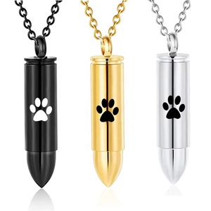 Collar de Urna de Bala Grabada en Acero Inoxidable - Vial para Cenizas de Mascotas y Humanos para Hombres y Mujeres, Joyería Conmemorativa - Product Image 1