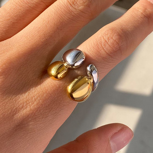 Stainless Steel <b>Ring</b> Geometric Shape Double Layered Smooth Finish Unisex Party Jewelry - Product Image 4