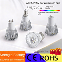 GU10 GU3.5 MR16 E27 Foco LED 3W 5W COB Chip 85-265V Amplio voltaje 24 ° Ángulo de haz para iluminación de tienda de hogar (certificado CE)