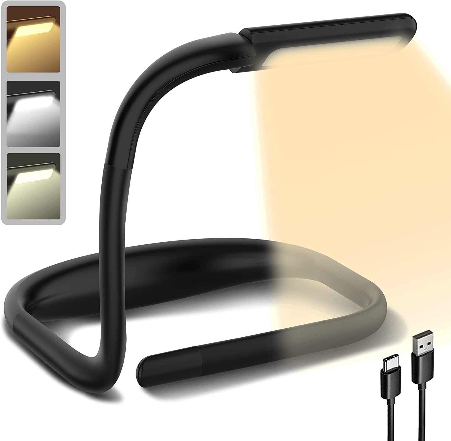 Лампа для чтения, лампа для чтения у кровати шеи, лампа для чтения, 3 вида цветов, Многоуровневая регулировка яркости