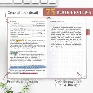 Journal de lecture personnalisé LABON A5, couverture rigide en lin, pour la révision des livres, suivi des lectures, questions guidées, cadeau pour les amoureux des livres - Product Image 3