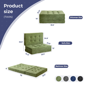 Cojín de silla cuadrado de tela de chenilla de oficina de diseño caliente, <span class=keywords><strong>tumbona</strong></span>, sofá cama, colchón de sofá <span class=keywords><strong>plegable</strong></span> de tres pliegues - Product Image 4