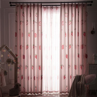 Tissu de rideau imprimé 100% polyester, motif fraise, rose, pour l'été, vente en gros