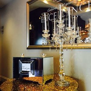 Porte-bougie en <span class=keywords><strong>cristal</strong></span> cylindrique décoratif de table de mariage, style bohème tendance, base épaisse en verre de 43 pouces, conique, fait à la main - Product Image 6