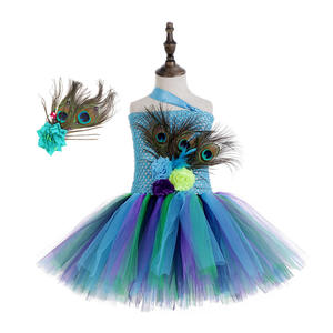 Recién llegado, falda de tutú esponjosa de pavo real para niñas y niños <span class=keywords><strong>con</strong></span> tocado, disfraz de <span class=keywords><strong>Carnaval</strong></span> - Product Image 1
