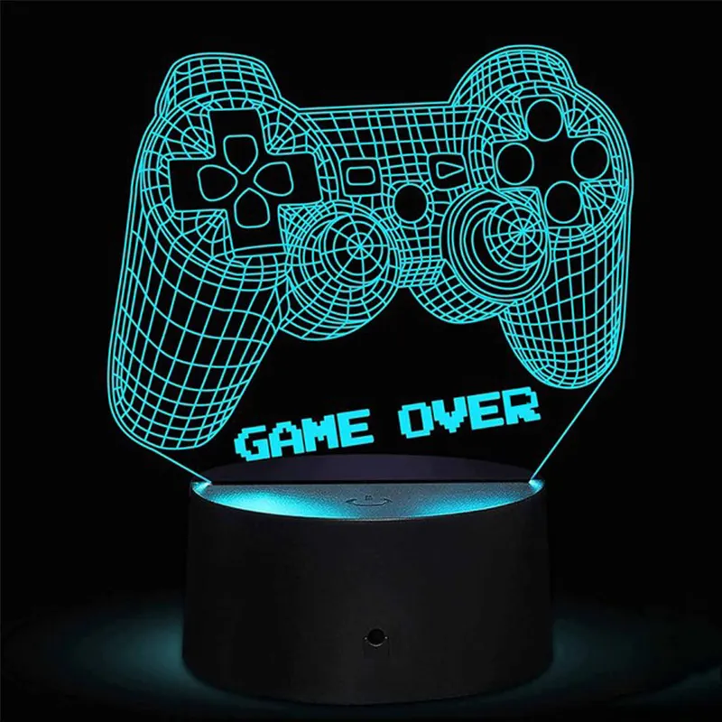 Lampe 3D personnalisée pour salle de jeu, Console de jeu, icône LED, veilleuse de chevet