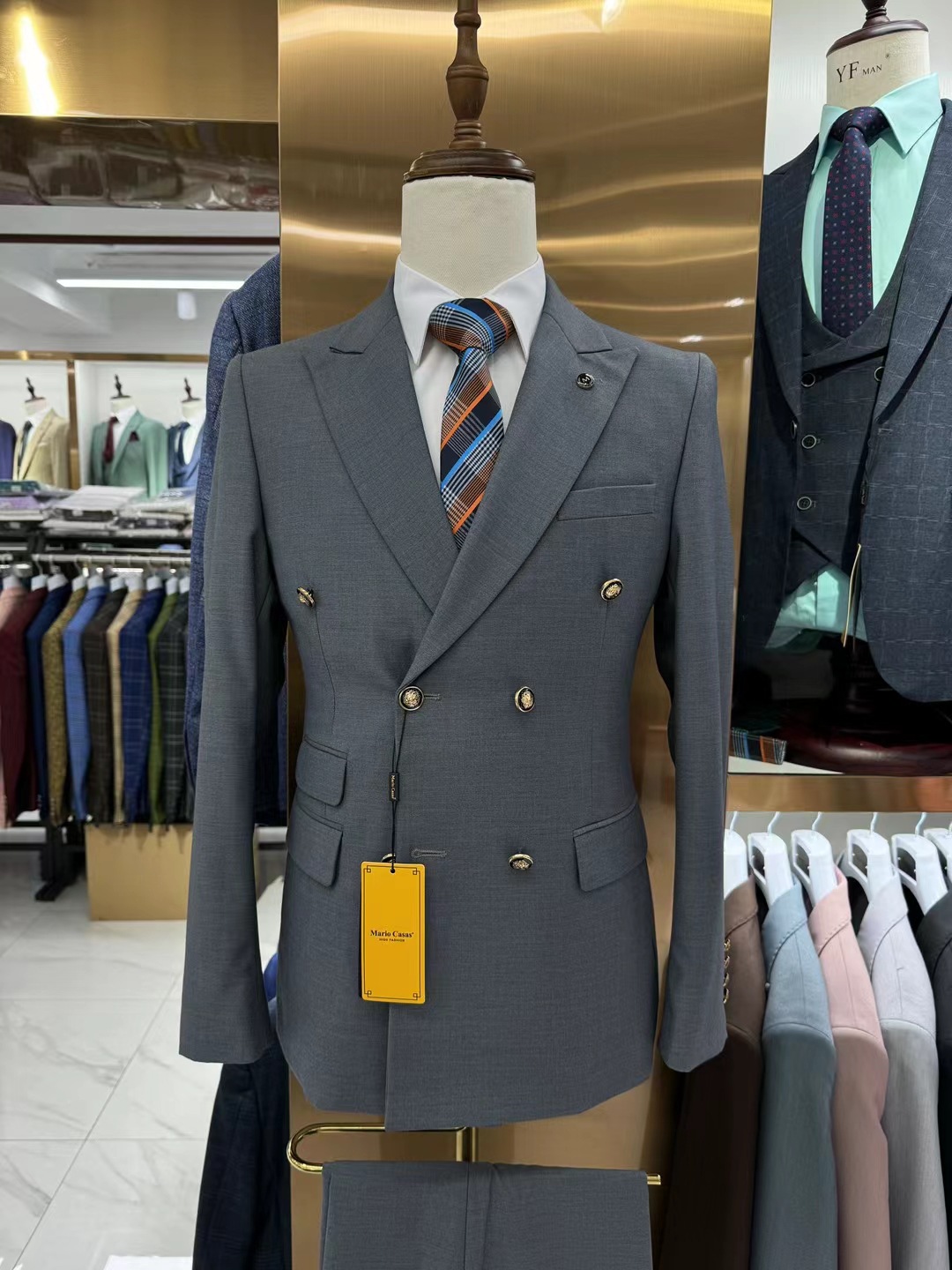 Gris-2 pièces/ensemble-veste + pantalon