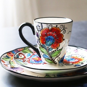 Handmade Irregular Porcelain 6 PCS Bohemian Steak Plate Set <b>Dinnerware</b> Set - Product Image 5