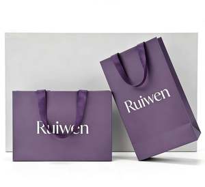 Sacs en papier kraft personnalisés de luxe pour magasins de détail, sacs cadeaux imprimés avec ruban, emballages pour bijoux, promotions, logo - Product Image 3