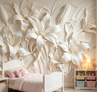 Murale murale personnalisée en relief 3D avec motif floral de lys, revêtement mural pour couloir d'escalier, boutique, hall d'hôtel, décoration de chambre d'enfant, de fille, de cuisine
