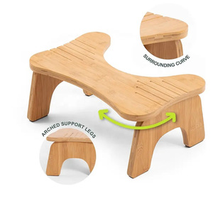 Bamboo Toilet <b>Stool</b> Non Slip Foldable <b>Bathroom</b> Step For Kids And Adults Minimalist Design Eco Friendly Wood Construction - Product Image 1