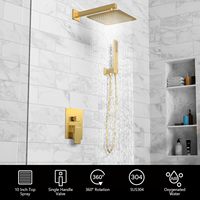 Ensemble de douche thermostatique en or brossé CE avec emballage personnalisé, mitigeur de douche à effet pluie de 10 pouces, support pour distributeur, vente en gros