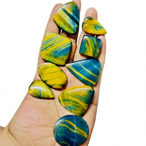 Cabochon en œil de tigre bleu naturel de qualité supérieure, pierre précieuse fantaisie de forme mixte, certifiée par un tiers, personnalisable - Product Image 1
