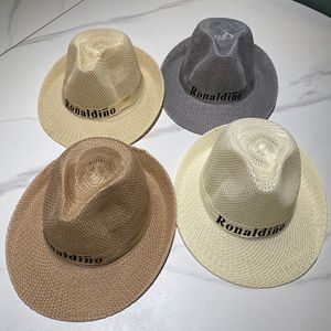 Nhà Máy Trực Tiếp Mùa Hè Hàn Quốc Phong Cách Người Đàn Ông Của Ollie Kem Chống Nắng Dệt Kim <span class=keywords><strong>Hat</strong></span> Tay Thêu Raffia Rơm Giản Dị Mũ Cao Bồi Bán Buôn - Product Image 2