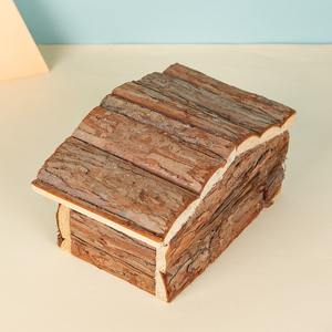 USMILEPET Best Seller ahşap Hamster evi ahşap ev Bark çatılı ahşap ev gine domuz kabin Lodge Lodge Hovel oyuncaklar ev için - Product Image 6