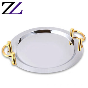 Commercio all'ingrosso piatto di frutta in acciaio inox da pranzo piatti set di stoviglie da cucina buffet plateaux miroir di verdure piatto di <span class=keywords><strong>cioccolato</strong></span> - Product Image 1