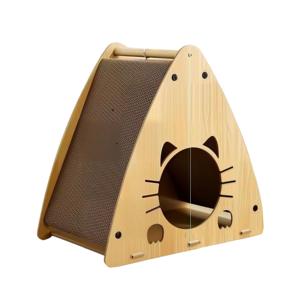 Cuccia per Gatti Ecologica in Legno con <span class=keywords><strong>Tiragraffi</strong></span> Ondulato, Senza Vernice, Postazione per Gatti, Nido, Arredamento per Animali Domestici - Product Image 2