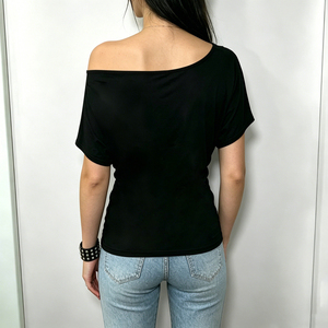 เสื้อยืดพิมพ์ลายพฤกษศาสตร์แบบไหล่เดียว สไตล์สตรีท  งานถัก  ลายพิมพ์ดิจิทัล  สีพื้น  ทรงหลวม  สำหรับผู้หญิง - Product Image 5