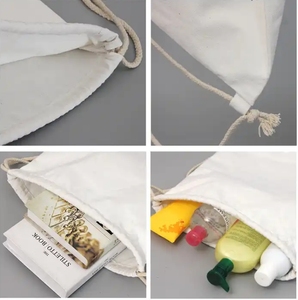 Bolsas personalizadas de algodón con cordón liso, mochila de almacenamiento con cordón para ir de compras o hacer deporte en el gimnasio - Product Image 4