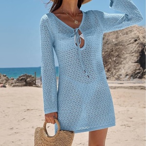 New European American Sexy Hollow See-Through Knitted Bikini Cover-Up For Women Beach Sun Protection Clothing Plus Size-1 Piece - Product Image 2