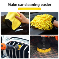 Ensemble de 12 brosses de nettoyage pour voiture - Brosses en plastique avec poils en nylon et manches en métal - Kit d'outils de nettoyage pour l'entretien automobile
