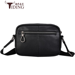 Bolso de hombro de cuero genuino para hombre Tiding, bandolera de piel de becerro negra, moda informal, verano 2019 - Product Image 2
