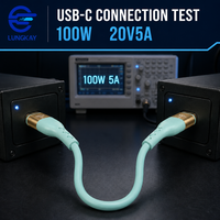 Câble de charge rapide USB-C vers USB-C professionnel LUNG KAY 100W 20V 5A vert menthe pour ordinateur portable et téléphone, personnalisable OEM ODM