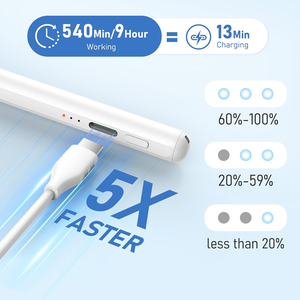 2026年最新版 紛失防止スタイラスペン 急速充電 傾き感知 紛失防止ストラップ付き 送料無料 iPad用スタイラスペン - Product Image 2