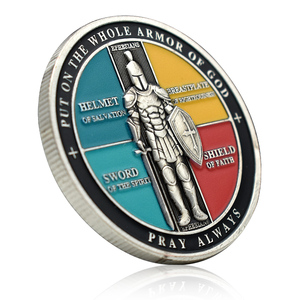 Medalla Conmemorativa de Aleación de Zinc con Relieve 3D de Armadura de <span class=keywords><strong>Dios</strong></span>, Estampado Religioso de Doble Cara, Regalo Coleccionable - Product Image 4