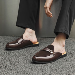 <b>Summer</b> Plus Size Breathable Slip <b>Slippers</b> Men's Europe and the United States British Light Luxury No Heel One Kick Men's Shoes - Product Image 6