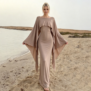Conjunto Maxi de 2 Piezas para Mujer, Estilo Playa y Fiesta, Largo hasta el Suelo, Color Liso - Cubrevestido Transparente + Vestido Lencero con Espalda Descubierta y Lazos, Elegante Vestido Cruzado para Resort de Verano - Product Image 3