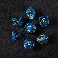 Dés polyédriques personnalisés en acrylique bleu et noir gravés et imprimés pour plateau de jeu, vente en gros, jeu de société, DND, RPG, D4, D6, D8, D10, ensemble de dés de casino