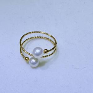 Zhuji Luxury Freshwater Pearl <b>Ring</b> 5-6mm Round Flawless Aurora 18K Plating Pure Silver Inlay with Adjustable <b>Opening</b> Elasticity - Product Image 3