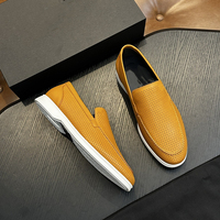 Mocassins de luxe pour hommes en cuir véritable perforé, style Old Money, à enfiler, décontractés