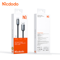 Cable USB-C Mcdodo 619 con Apagado Automático, 1m, Carga Inteligente con Patente IC, Recarga en 2H, Carga Rápida QC4.0/3.0, Indicador LED Azul/Rojo
