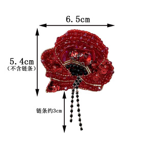 แผ่นผ้าปักลายดอกไม้คริสตัลลูกปัดงานแฮนด์เมดสำหรับเย็บผ้าพลอยเทียม - Product Image 6