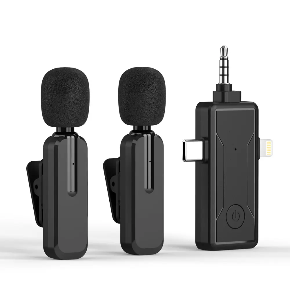 2.4G Cordless Double Mics Rausch unterdrückung 3 in 1 Mini Collar Revers Drahtlose Mikrofone für iPhone Android Kamera