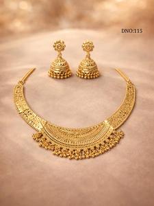 Parure de collier en or massif 22 carats de haute qualité pour femme, motif floral, bijoux de mariage classiques, chaîne en boîte, DNO115 Inde Maharashtra - Product Image 1