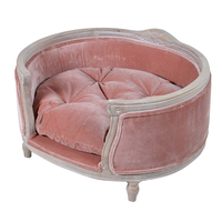 T0026 Lit pour chat et chien en bois de pin massif, style vintage bohème, esthétique française de luxe, rembourré en velours, canapé, mobilier pour animaux de compagnie