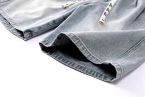 Pantalon d'été Patchwork Coton Brodé Double Genou Baggy Unisexe <span class=keywords><strong>Bermuda</strong></span> Jeans Short Pant Denim Shorts pour Hommes - Product Image 3